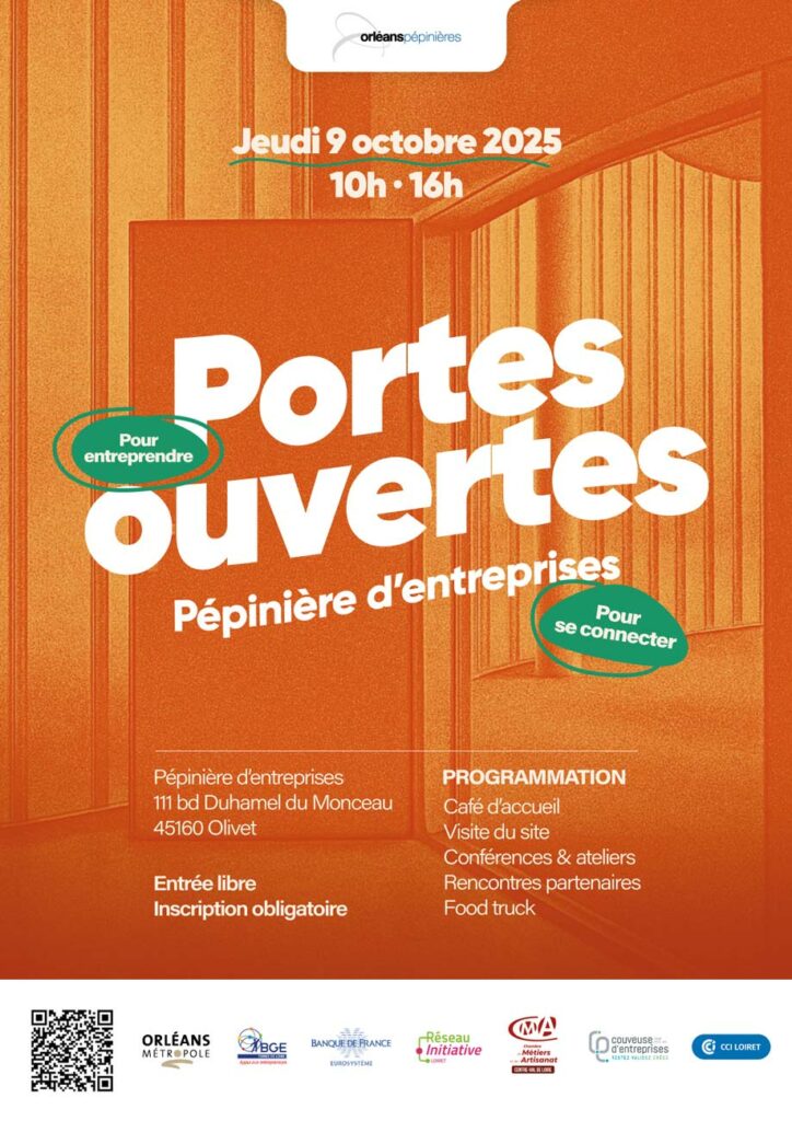 Affiche Portes Ouvertes - Pépinières d'entreprises : 09 Octobre à Olivet